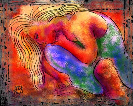 drawing, woman, female, line. texture, paper, color, horizontal, figurative